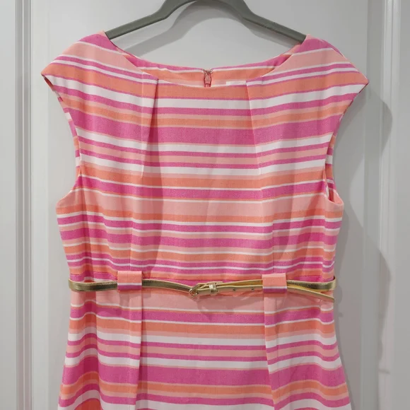 Pink Sheath Midi Dress with Bateau Neckline - Picture 3 of 16